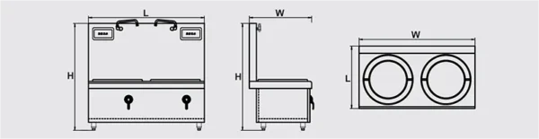 two burners induction soup cooker size