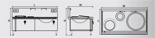 Commercial wok range size
