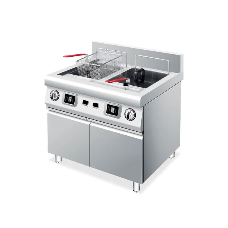 Induction double-cylinder deep fryer