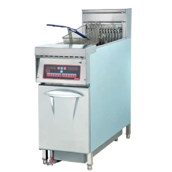 DF-30A Vertical 1-Tank Computer Fryerwith Oil Filter Cart(2-Basket)
